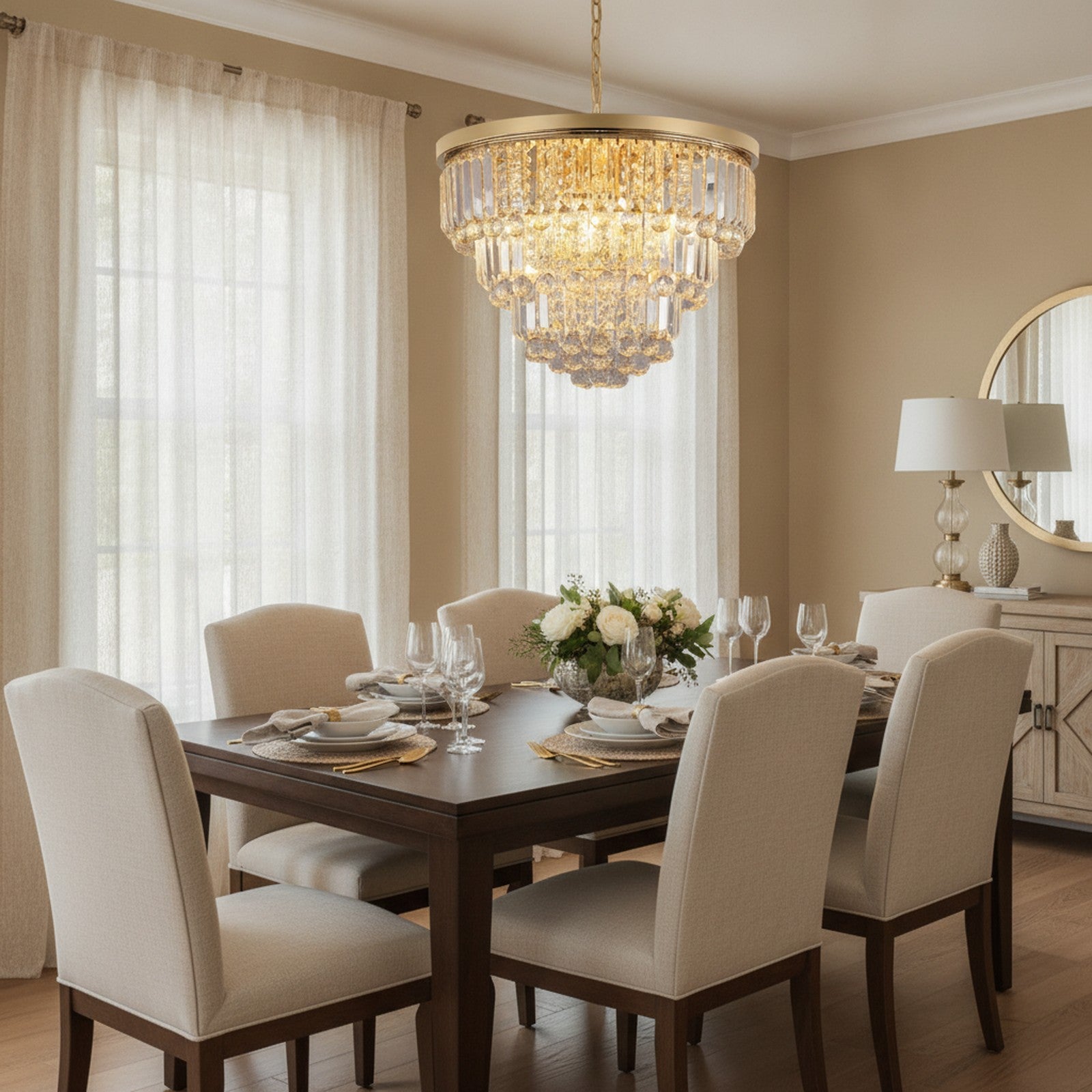 Gold Luxury Modern Crystal Chandelier — styled — Maison Bruxelle