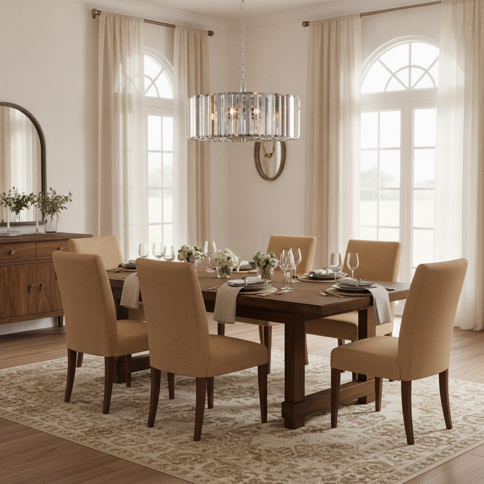 Modern Chrome Crystal 4-Light Pendant Chandelier — styled — Maison Bruxelle