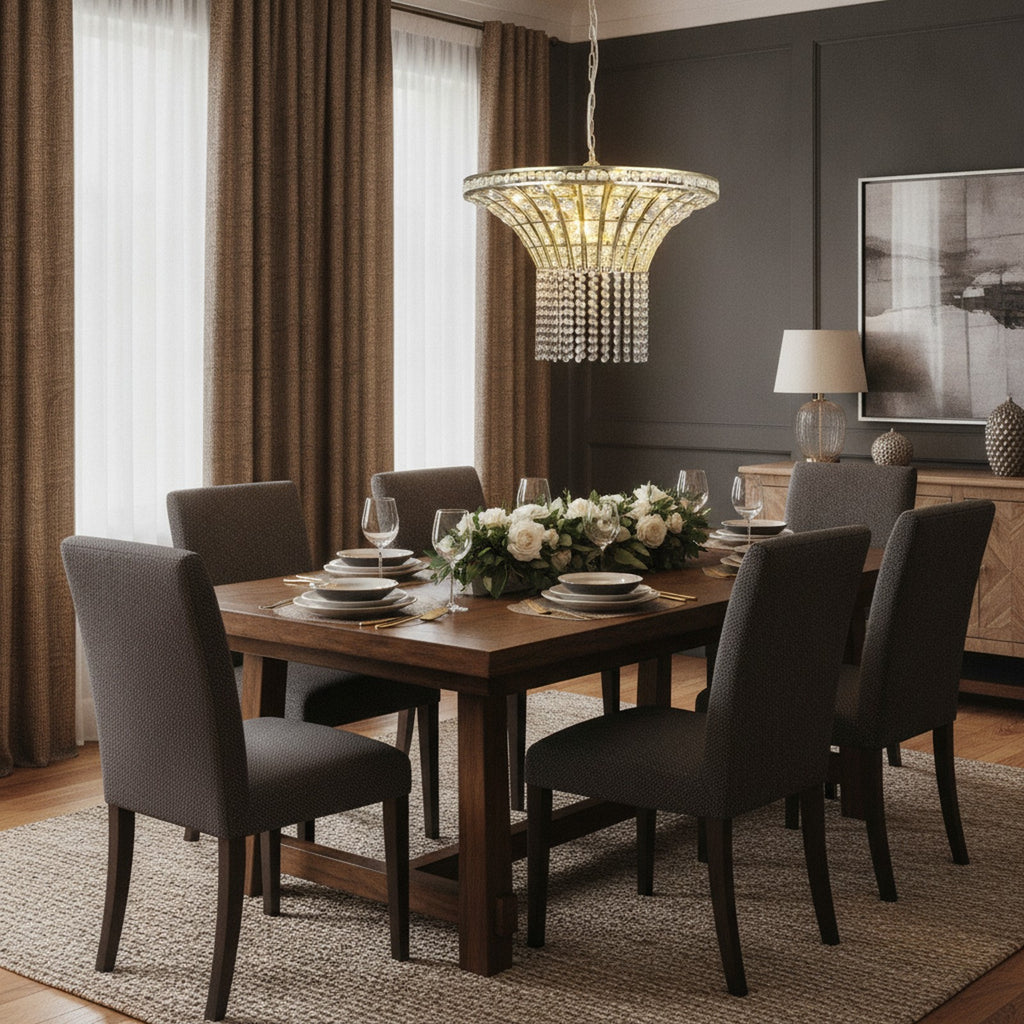 8-Light Crystal Waterfall Chandelier — styled — Maison Bruxelle