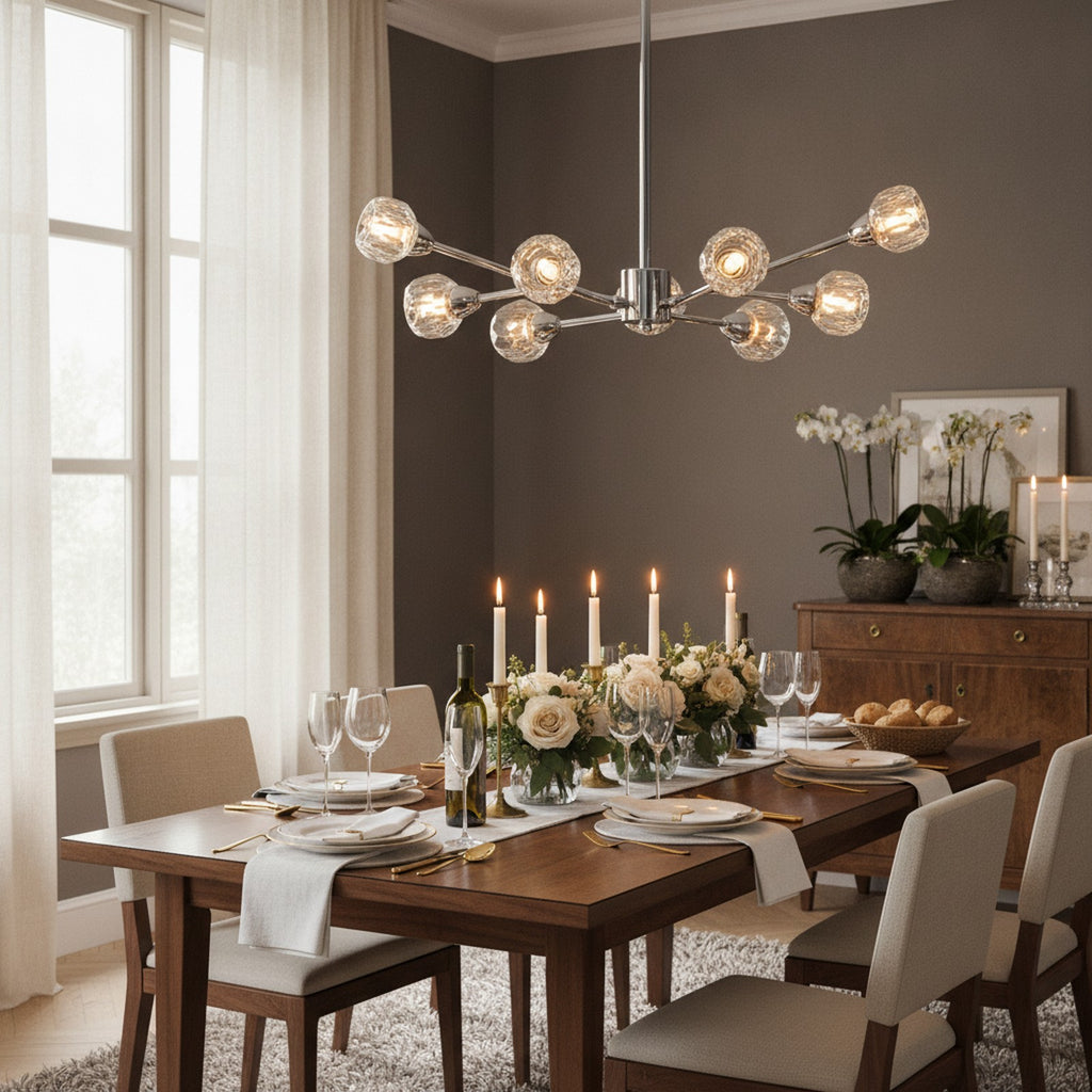 Modern Chrome Crystal 9-Light Chandelier — styled — Maison Bruxelle