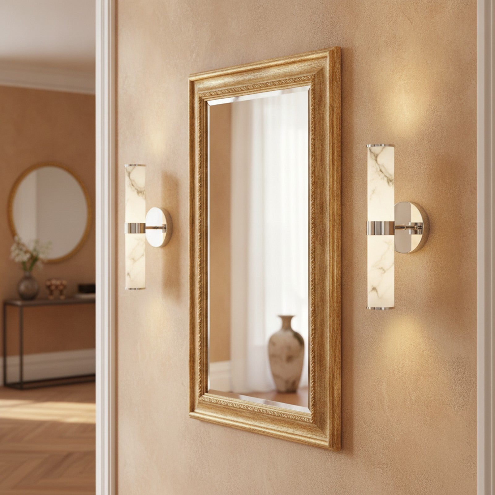 Modern Resin Marble Chrome Wall Sconce Set of 2 — styled — Maison Bruxelle