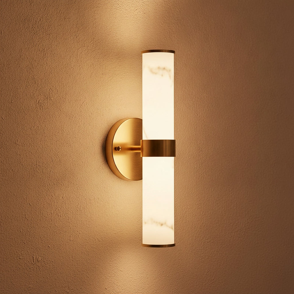 Golden Modern Resin Wall Sconce Set of 2 — detail — Maison Bruxelle