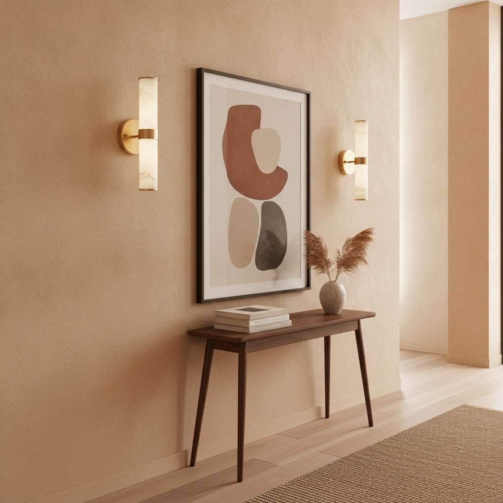 Golden Modern Resin Wall Sconce Set of 2 — styled — Maison Bruxelle