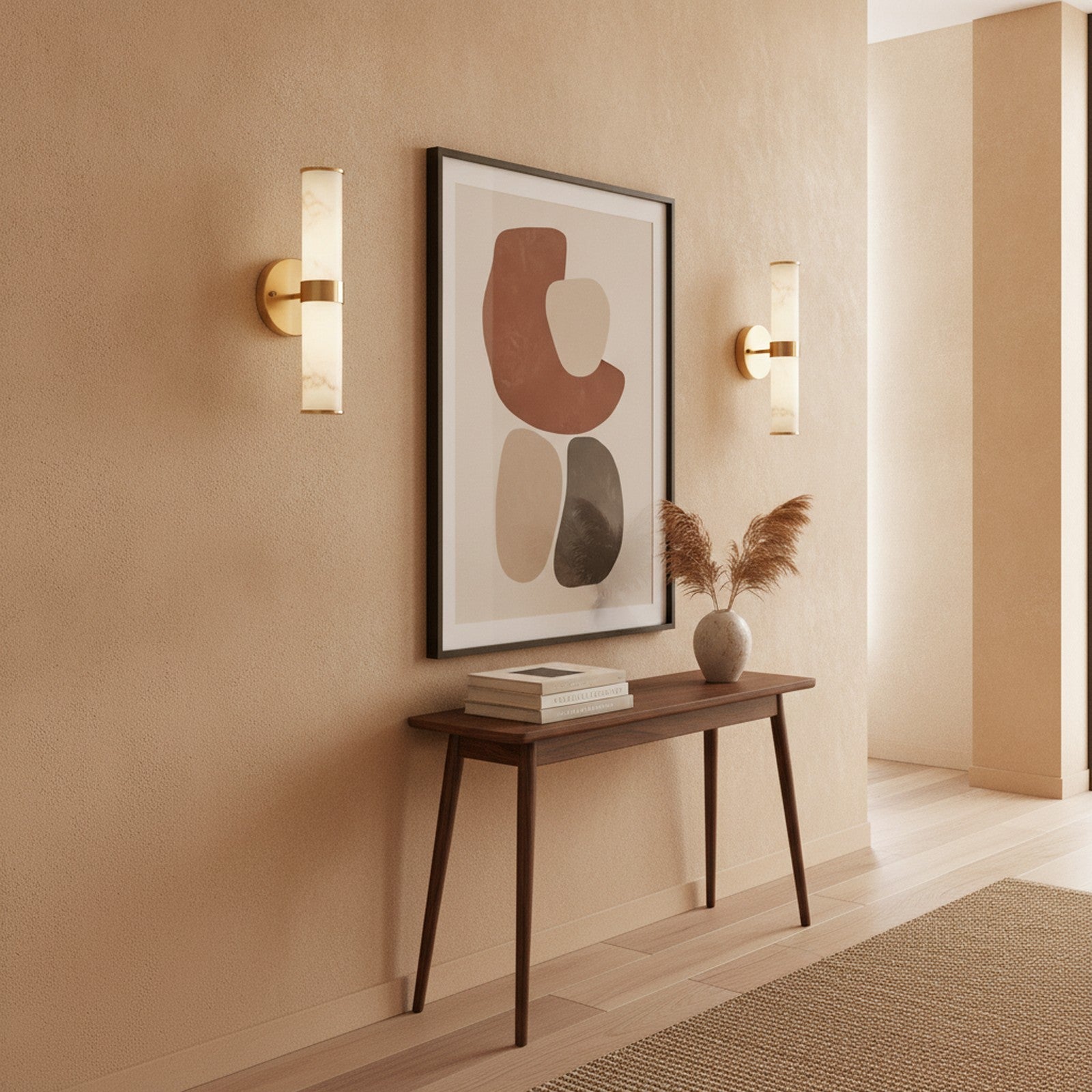 Golden Modern Resin Wall Sconce Set of 2 — styled — Maison Bruxelle