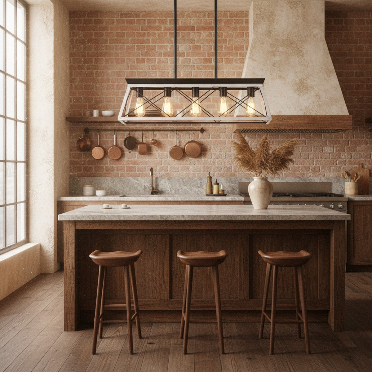 Modern Industrial Black White 5-Light Pendant Chandelier — styled in a Maison Bruxelle interior
