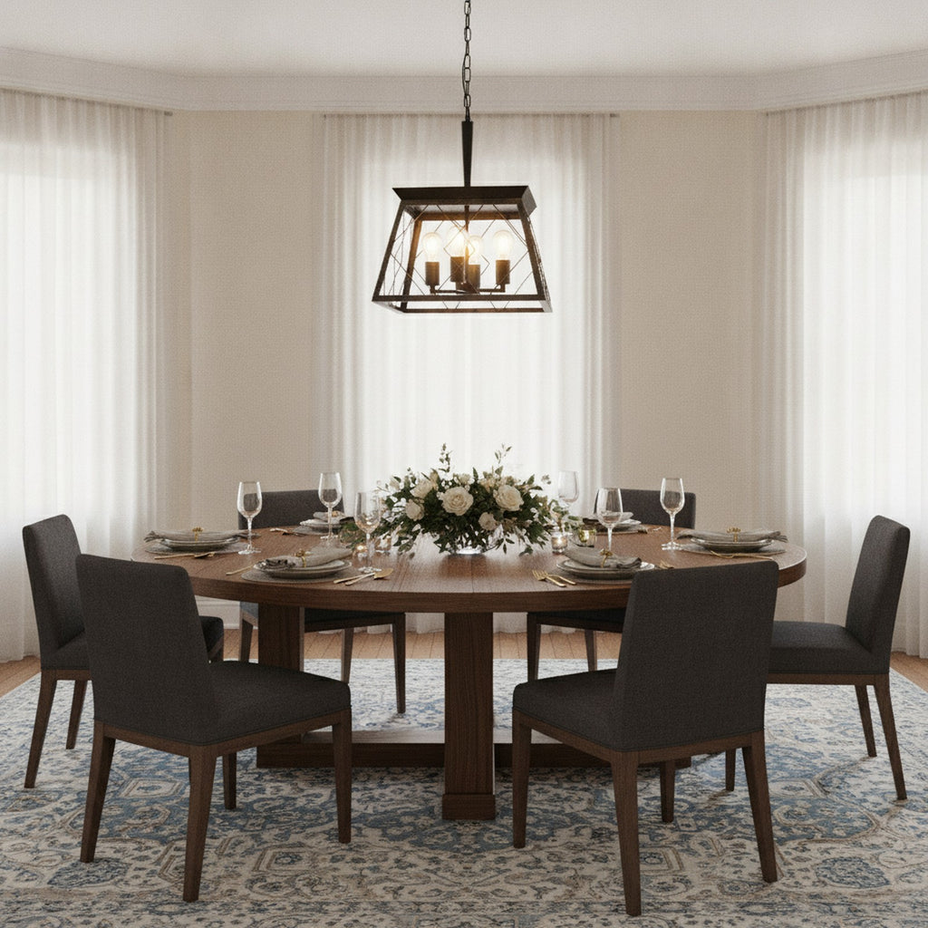Modern Industrial Black Gold 4-Light Pendant Chandelier — styled — Maison Bruxelle