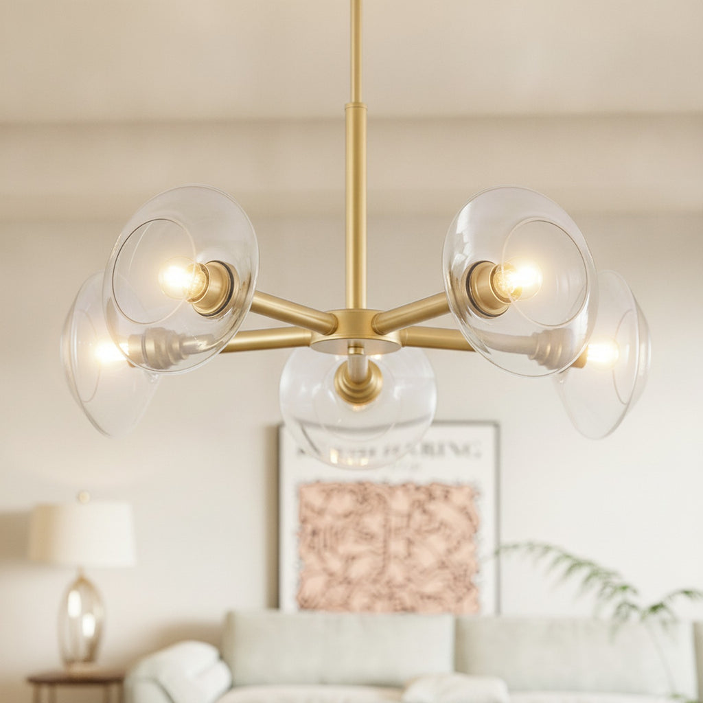 Modern Mid-Century Gold 5-Light Sputnik Chandelier — detail — Maison Bruxelle