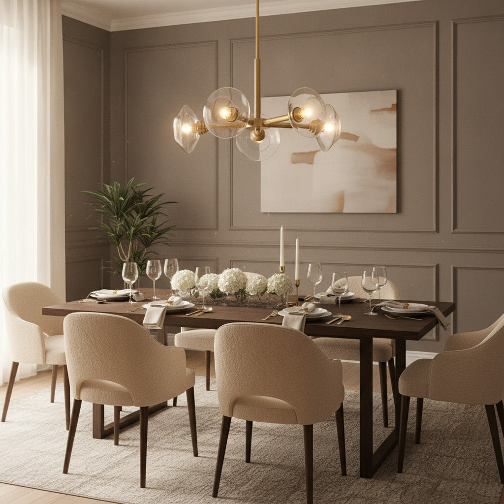 Modern Mid-Century Gold 5-Light Sputnik Chandelier — styled — Maison Bruxelle