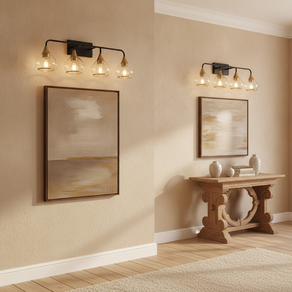 Modern Industrial Black Gold 4-Light Vanity Sconce — styled — Maison Bruxelle