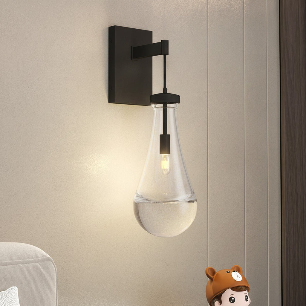 Modern Black Clear Glass Wall Sconce — detail — Maison Bruxelle