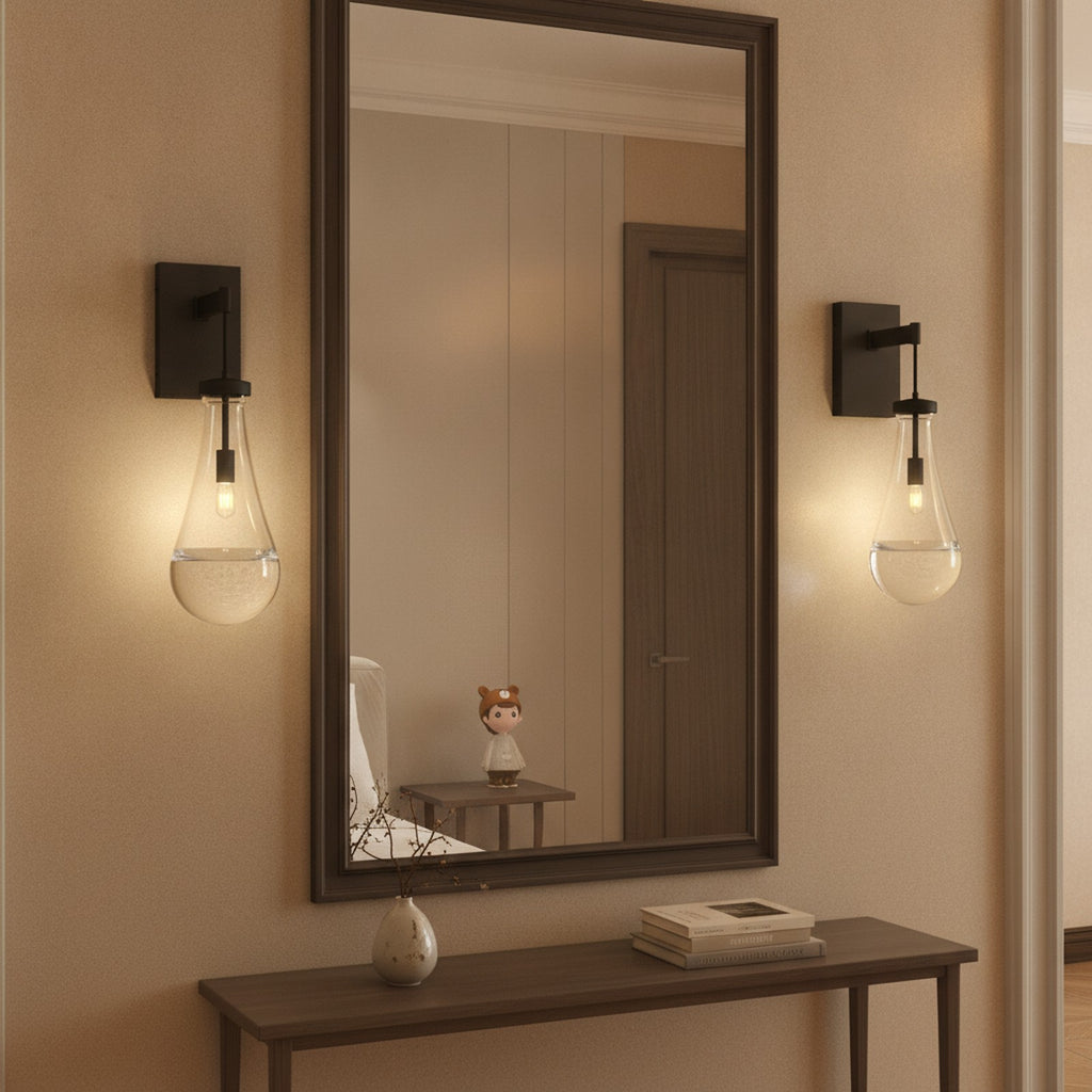 Modern Black Clear Glass Wall Sconce — styled — Maison Bruxelle
