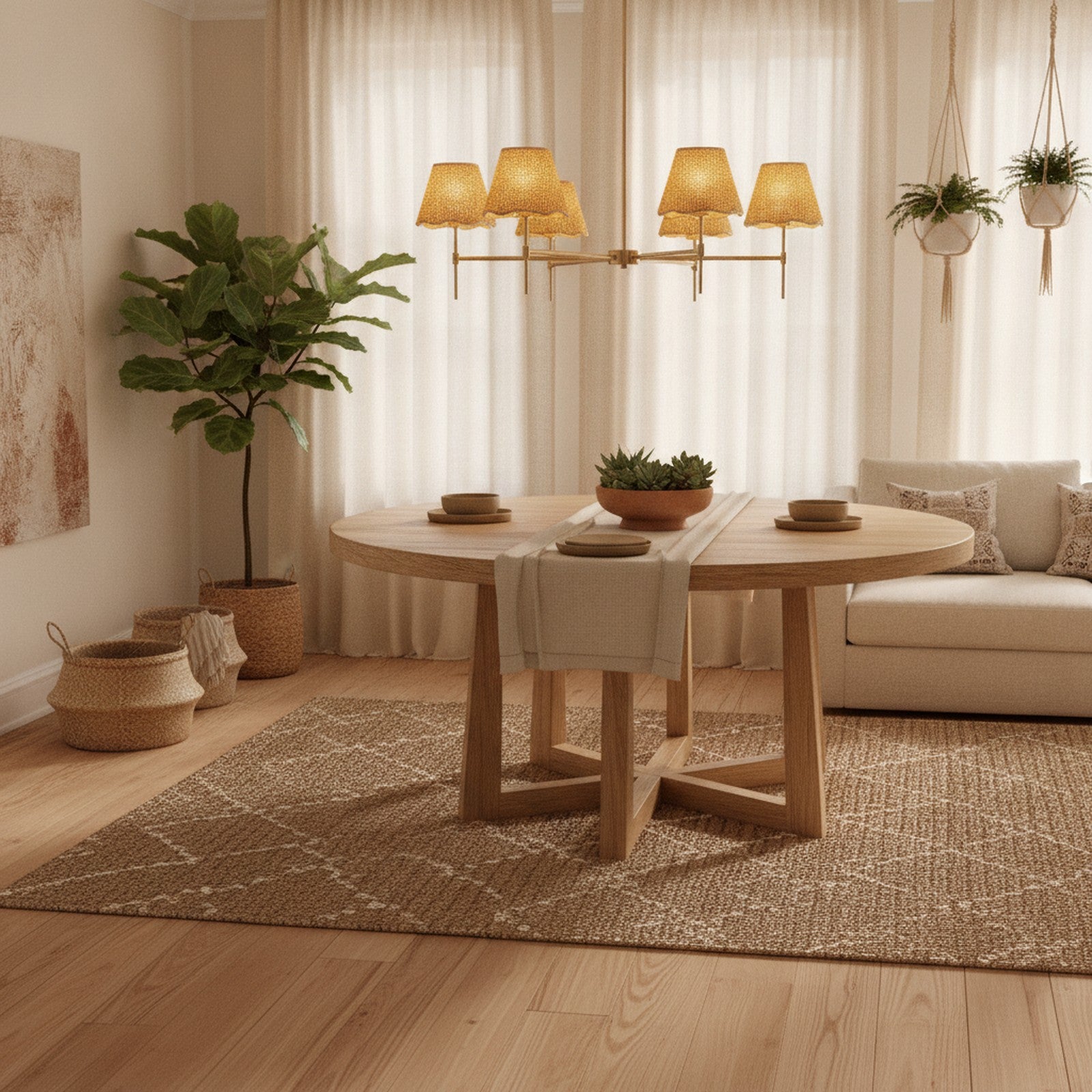 Boho Rattan 6-Light Chandelier — styled in a Maison Bruxelle interior