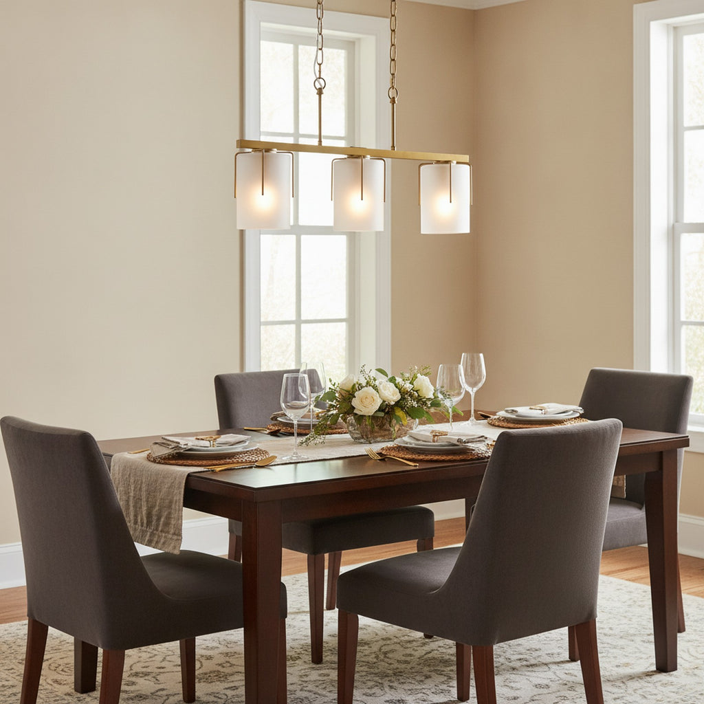 Modern Gold Industrial 3-Light Linear Chandelier — styled — Maison Bruxelle