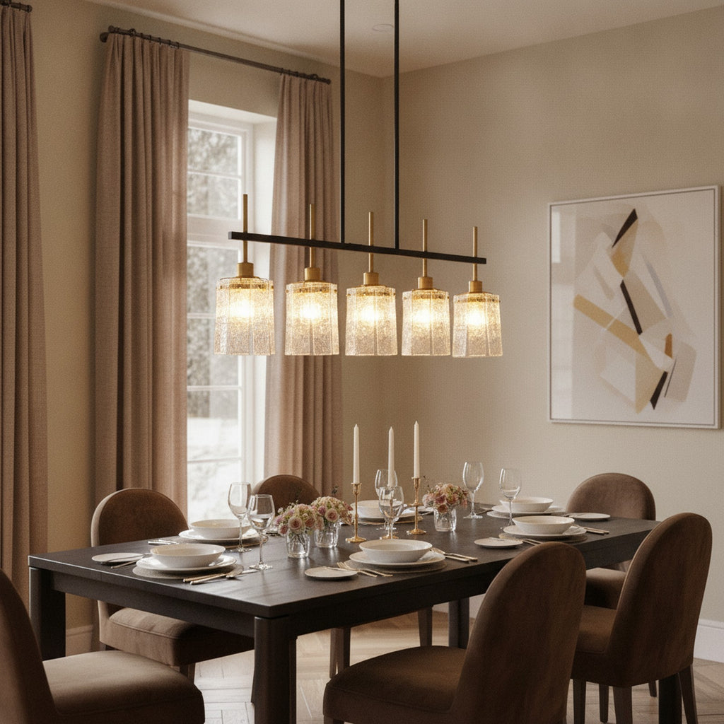 Farmhouse 5-Light Rustic Glass Chandelier — styled — Maison Bruxelle