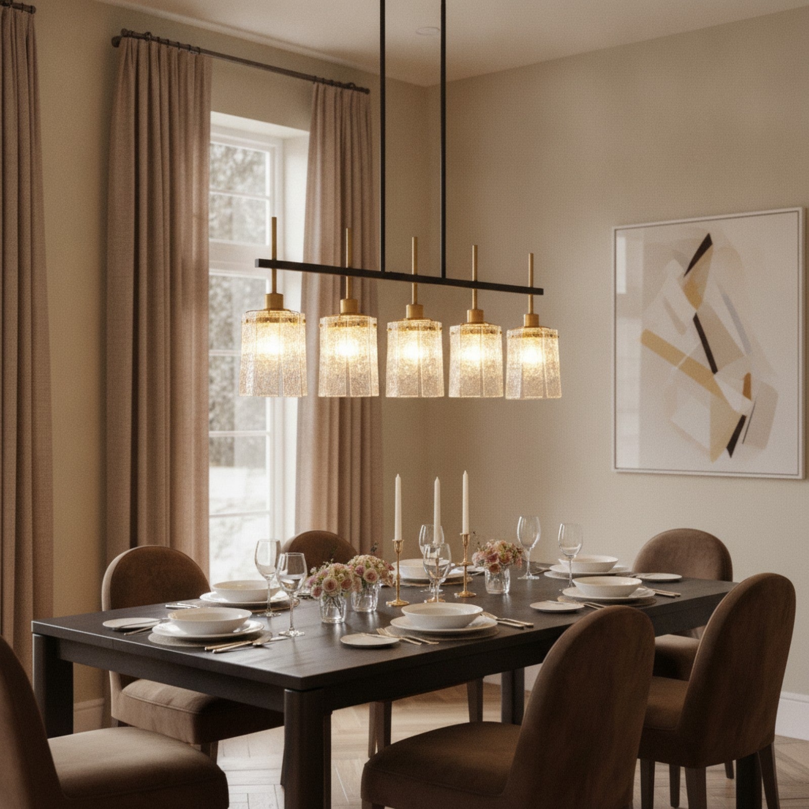 Farmhouse 5-Light Rustic Glass Chandelier — styled — Maison Bruxelle
