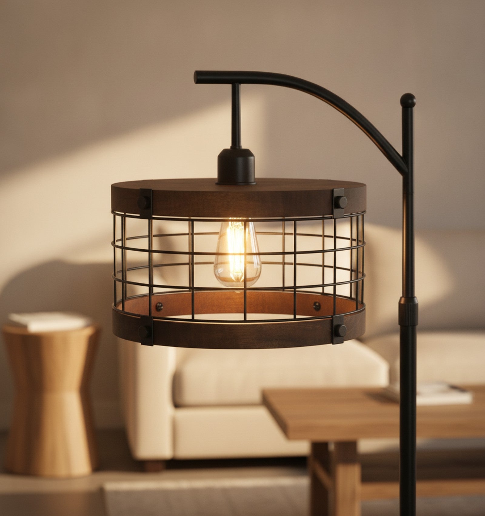 Dimmable LED Arc Floor Lamp With Remote — detail — Maison Bruxelle