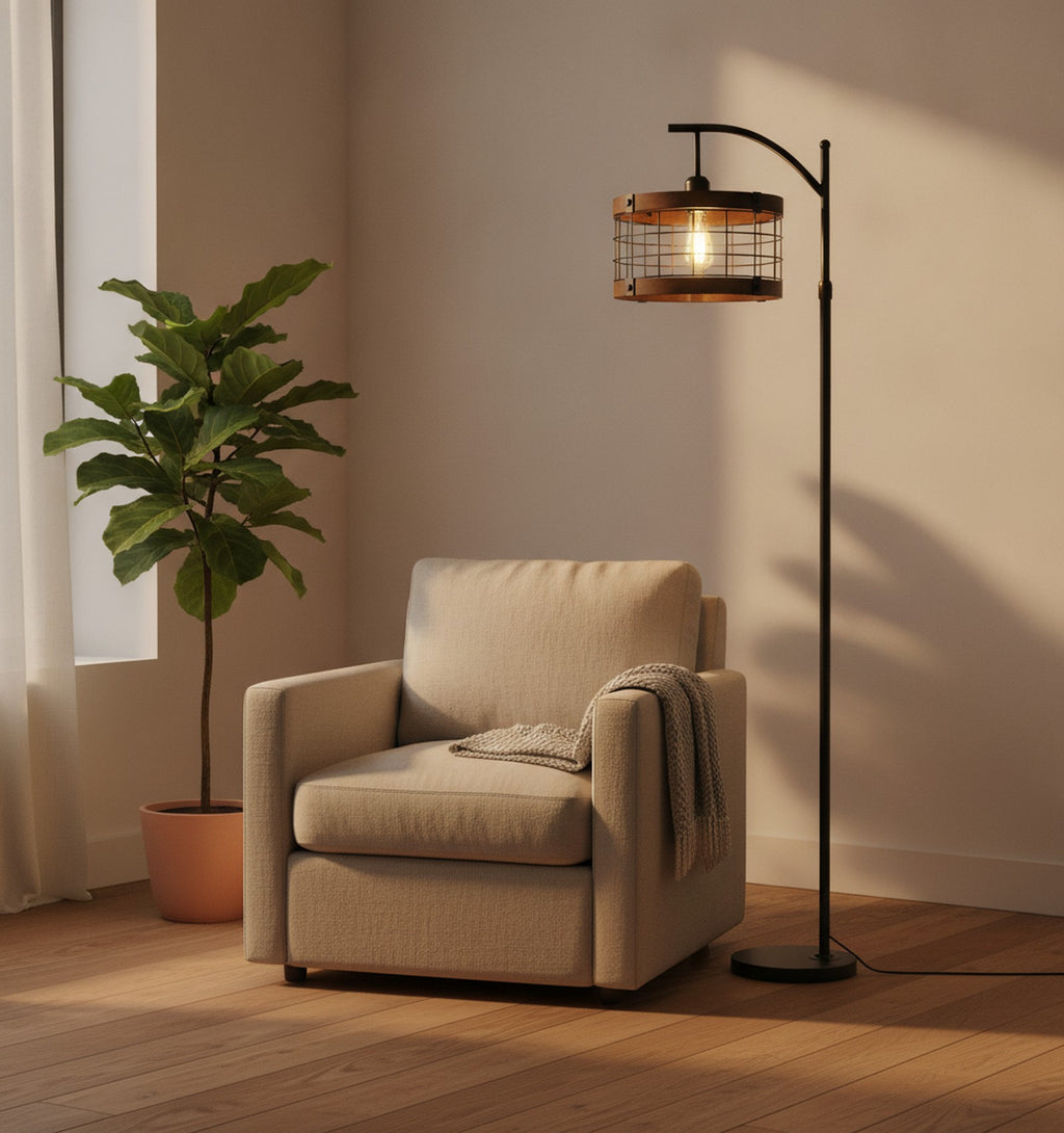Dimmable LED Arc Floor Lamp With Remote — styled — Maison Bruxelle