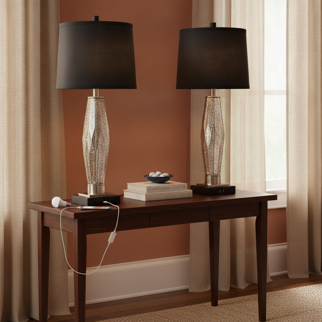 Table Lamps Set of 2, Bedroom Lamp with USB A+C Charging Por — styled in a Maison Bruxelle interior