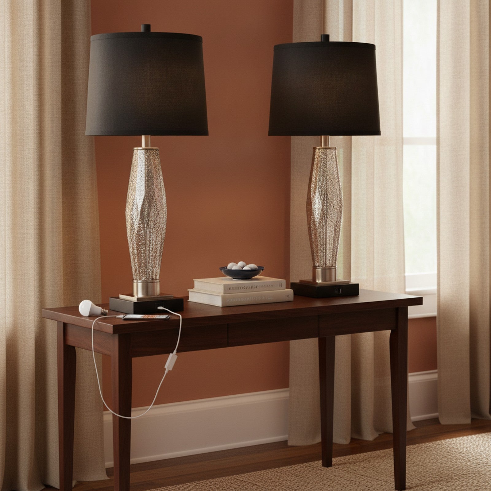 Table Lamps Set of 2, Bedroom Lamp with USB A+C Charging Por — styled in a Maison Bruxelle interior