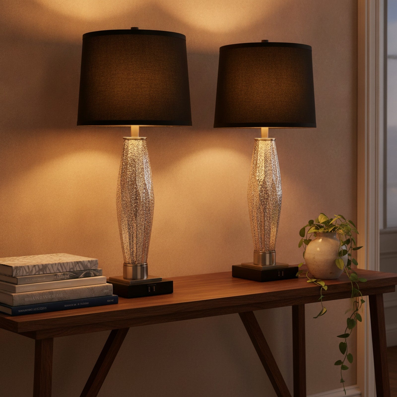 Table Lamps Set of 2, Bedroom Lamp with USB A+C Charging Por — styled — Maison Bruxelle