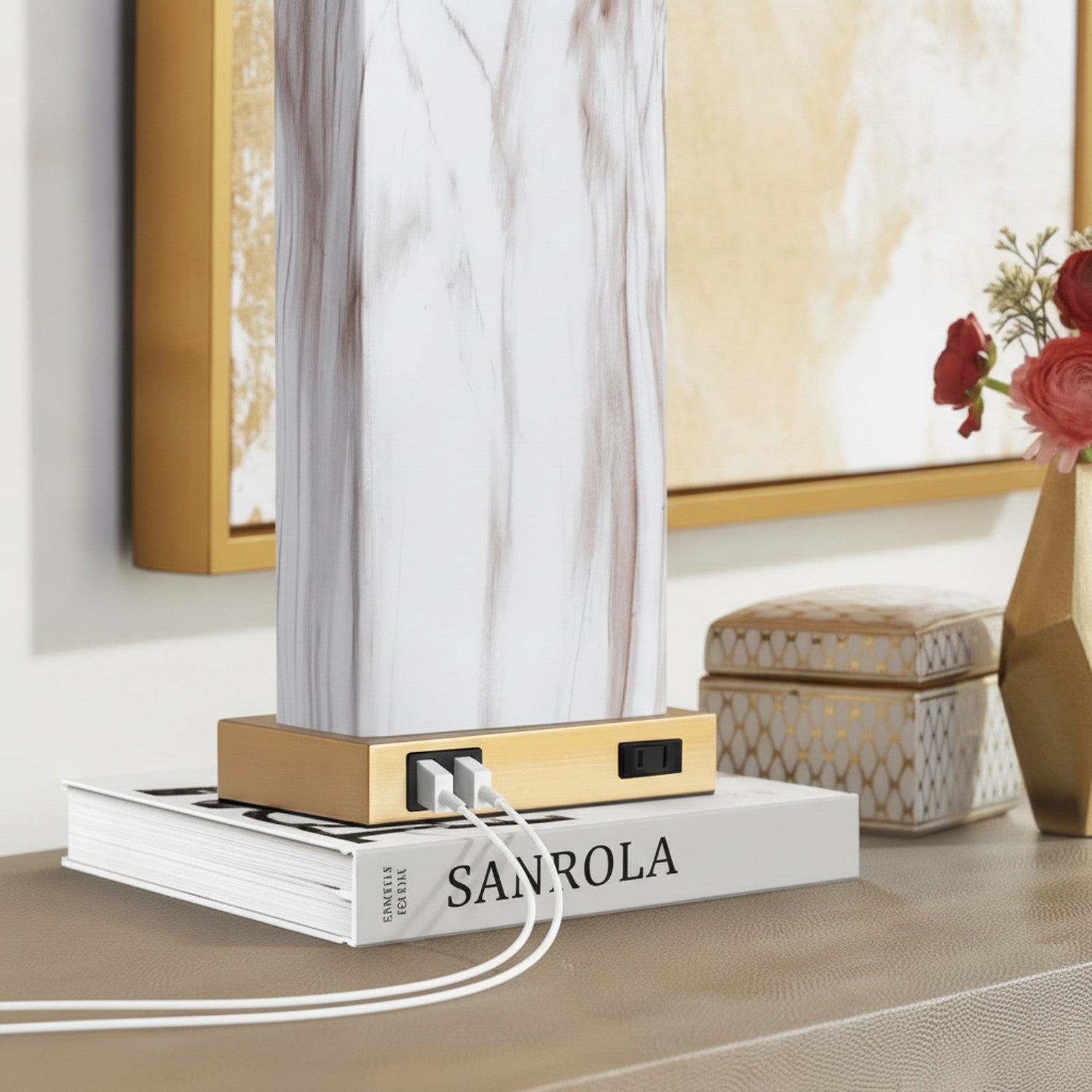 Touch Control Table Lamps Set of 2, Modern Contemporary Beds — detail — Maison Bruxelle