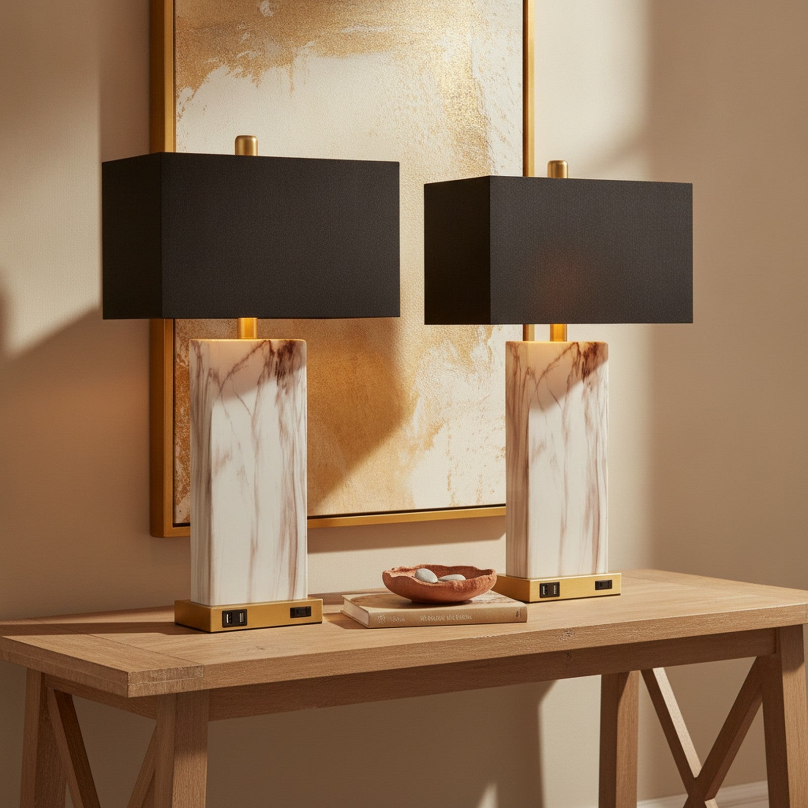 Touch Control Table Lamps Set of 2, Modern Contemporary Beds — styled in a Maison Bruxelle interior