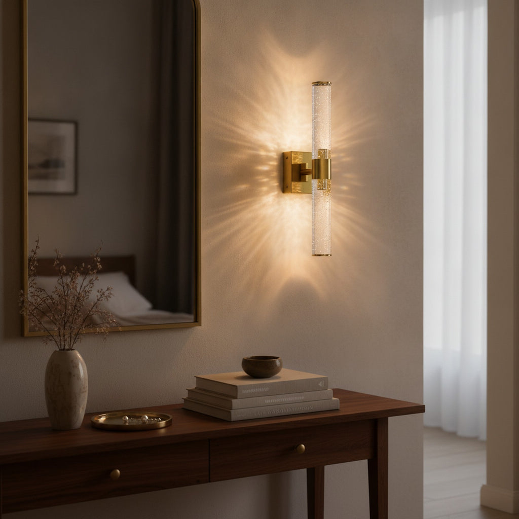 Modern Gold LED Bathroom Vanity Wall Sconce — styled in a Maison Bruxelle interior