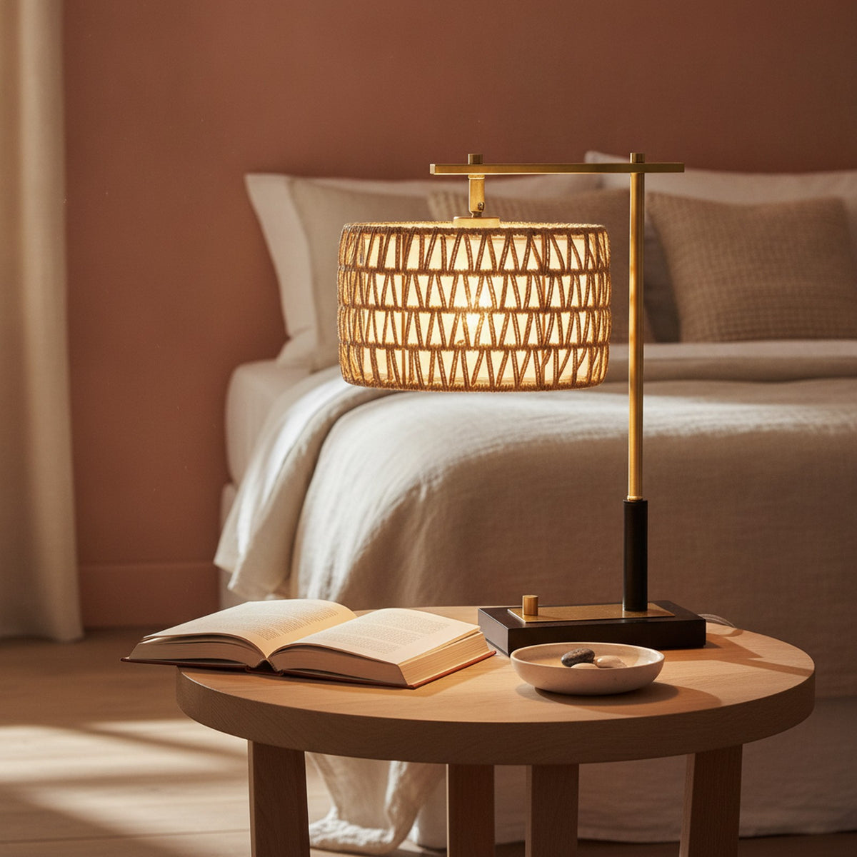 Rope & White Fabric Table Lamp Set of 2 — styled in a Maison Bruxelle interior
