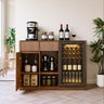 Fluted Bar Cabinet with Fridge Space & Charging Hub, 51", Walnut