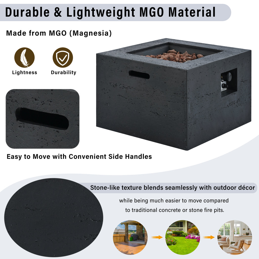 U_Style MGO Outdoor Square Fire Pit with Steel Burner