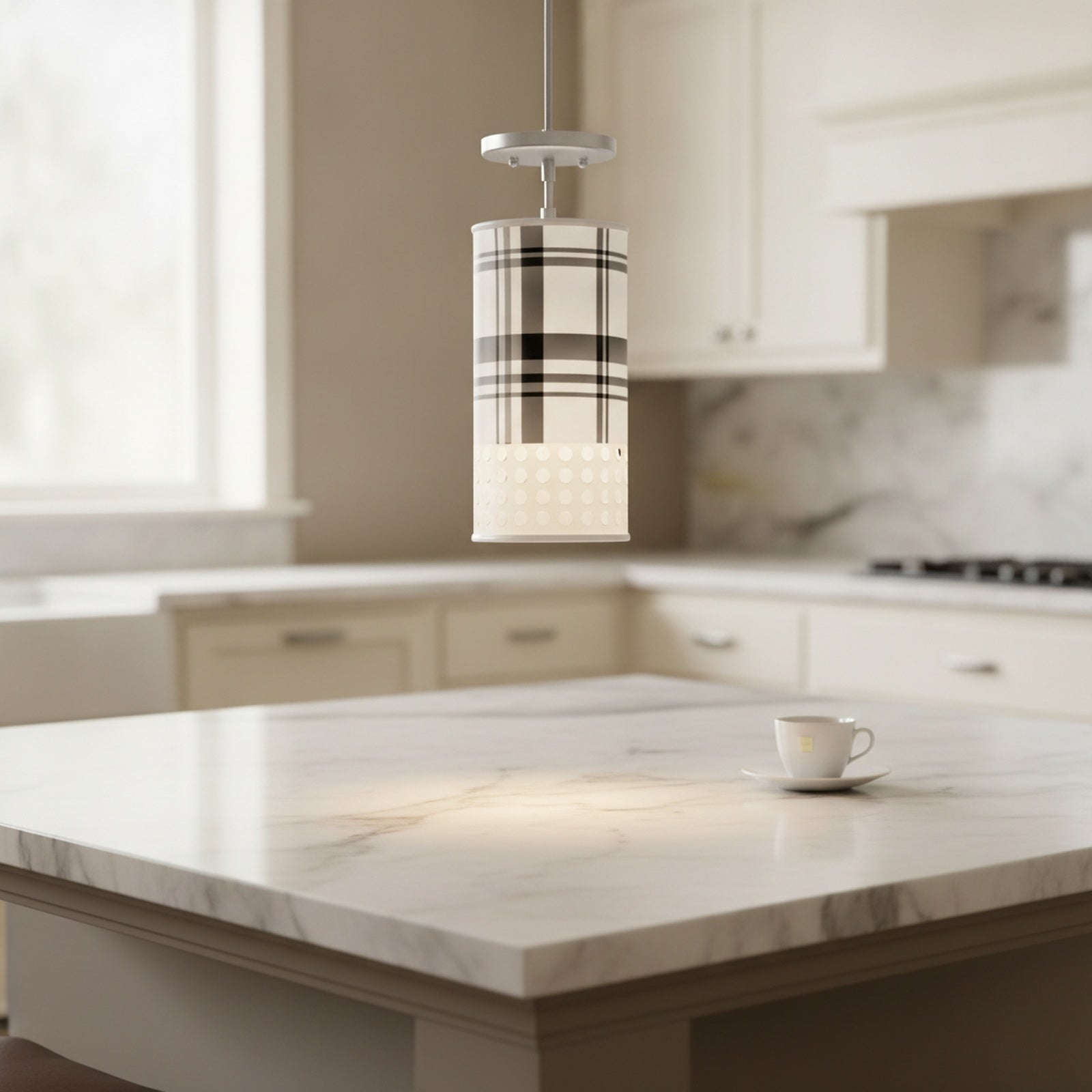 Austin Pendant Light, Black Plaid Shade