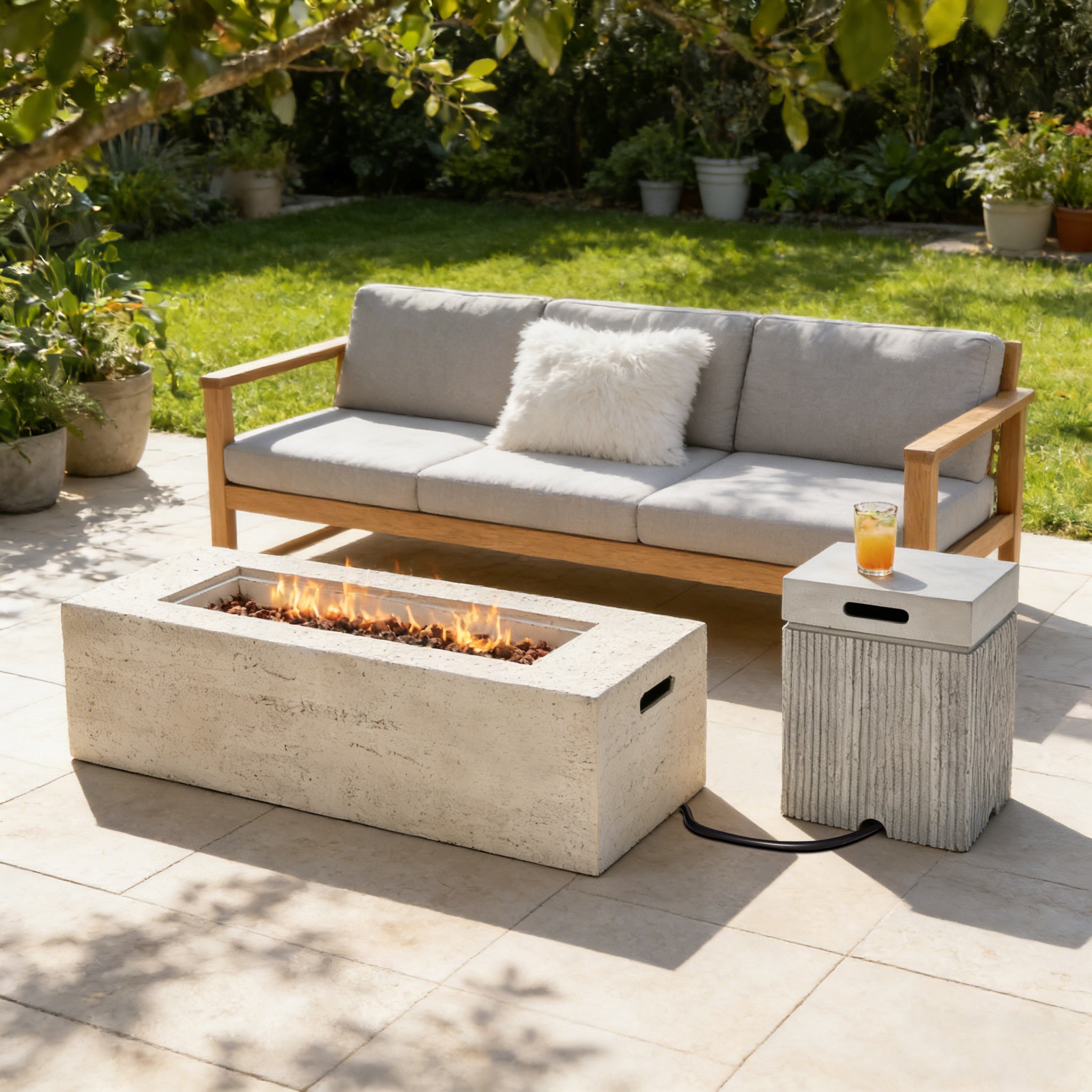 U_STYLE 2-Piece Fire Pit Set: 41.9" Propane Fire Pit (40