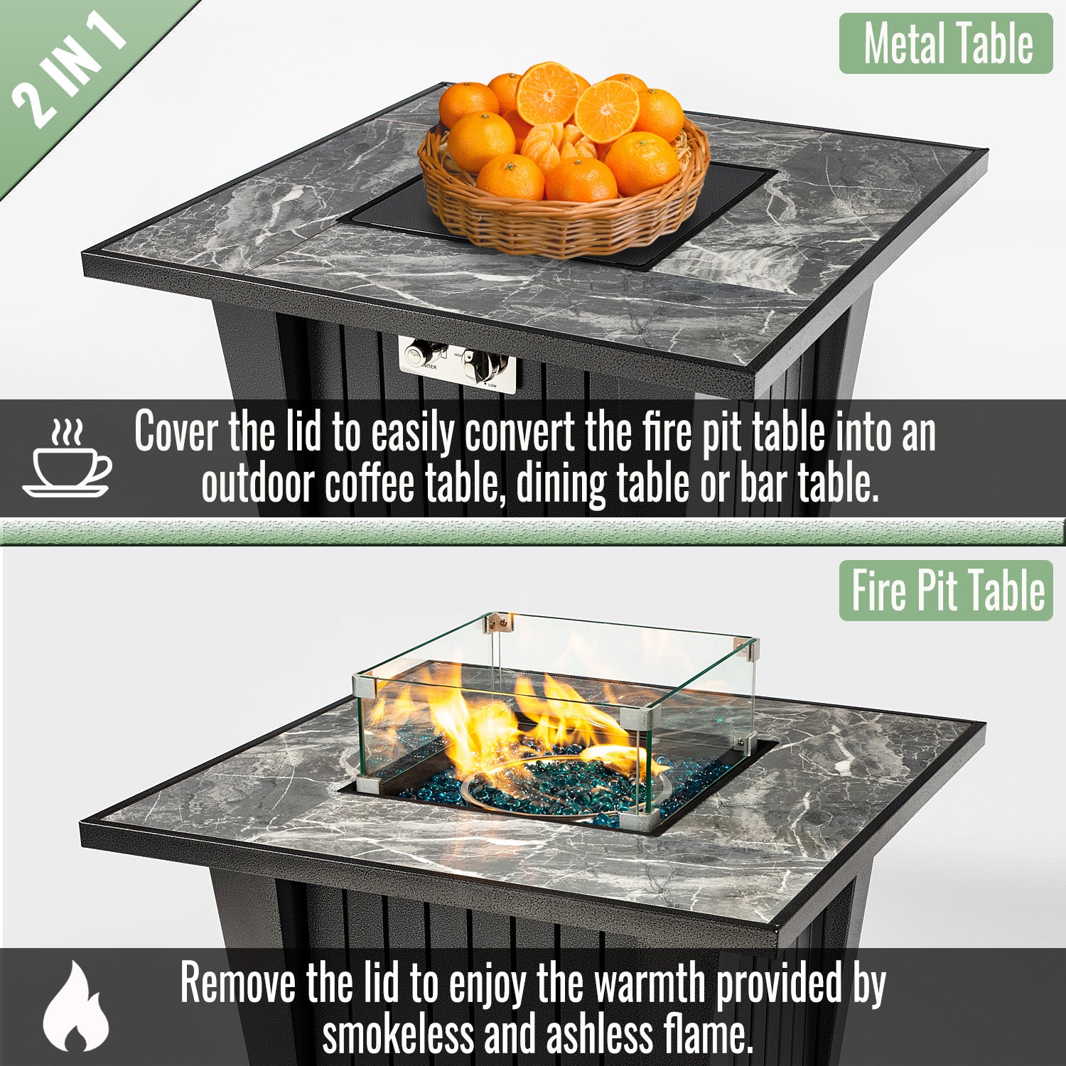 32" Propane Gas Fire Pit Table