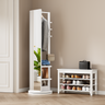 Astrid Full-Length Mirror with Coat Rack, 66", White
