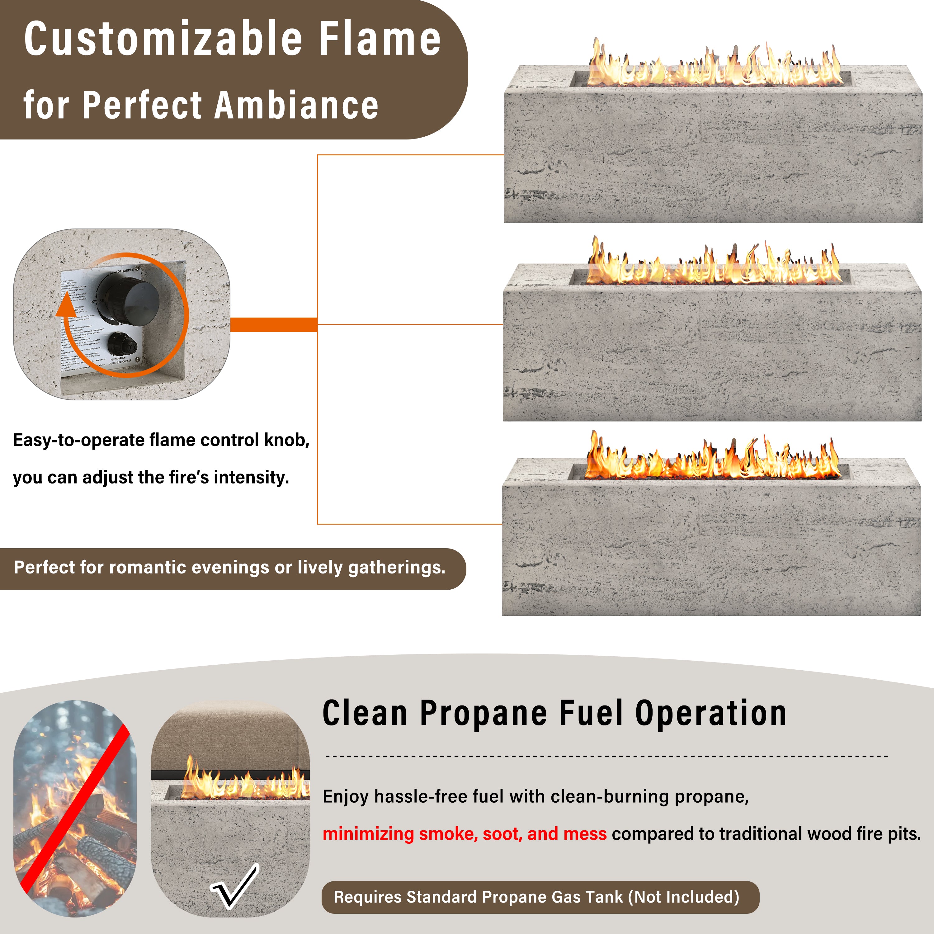 U_STYLE 2-in-1 Outdoor Fire Pit & Propane Tank Stand Set