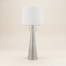 34" Silver Metal Two Light Table Lamp With White Empire Shade