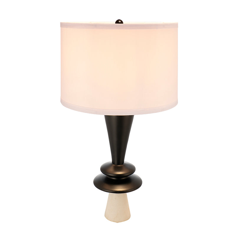 D15x26.7" Black Aluminum Table Lamp with Two Varying Disc