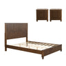 3-Piece Bedroom Set, Queen Bed & 2 Nightstands, Walnut Brown