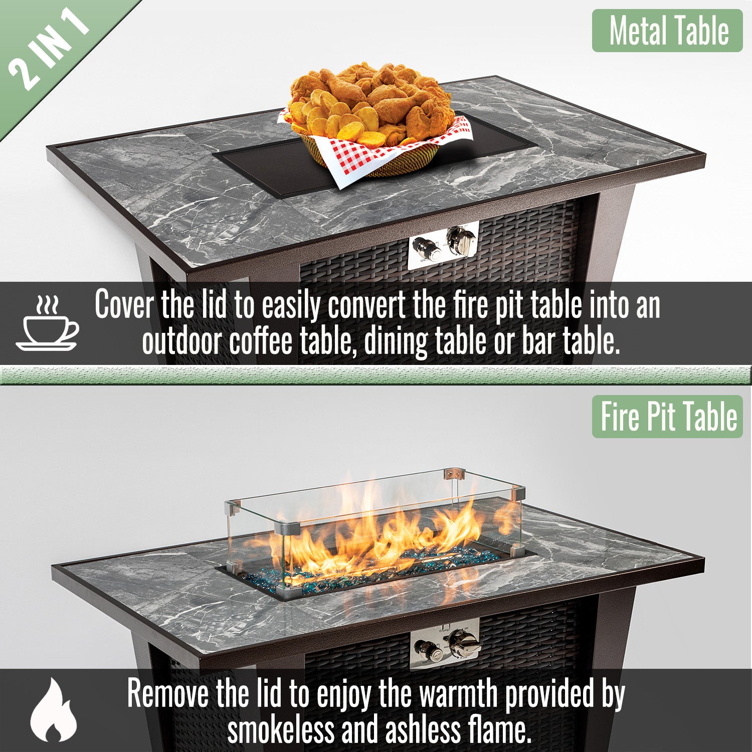 42" Propane Gas Fire Pit Table