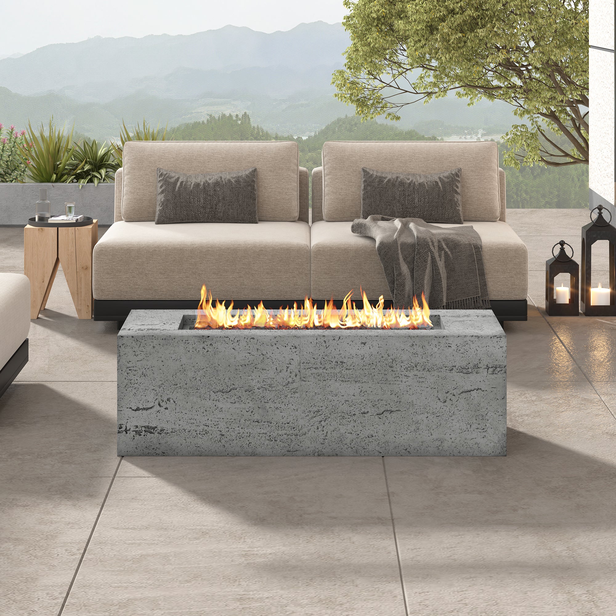 U_STYLE 2-in-1 Outdoor Fire Pit & Propane Tank Stand Set