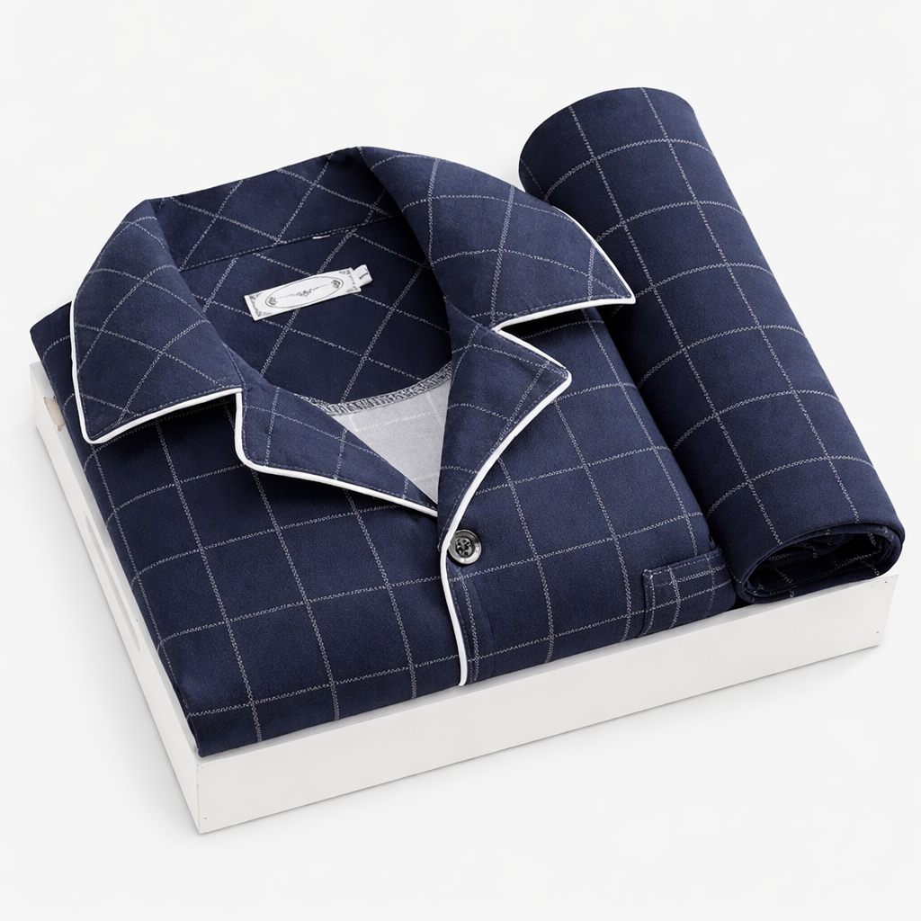 Men's Pajama Set With Button-Up Shirt