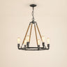 Brown and Black Candle Style Six Light Metal Dimmable Chandelier