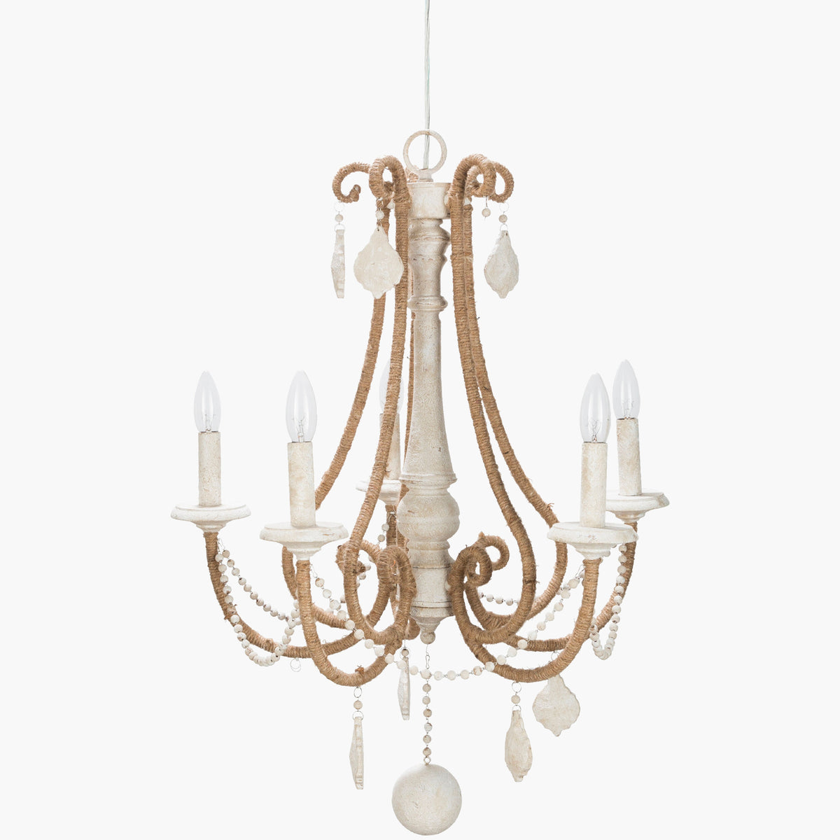 Ambrose Iron Chandelier, Hand Finished Ivory