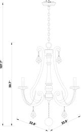 Ambrose Iron Chandelier, Hand Finished Ivory