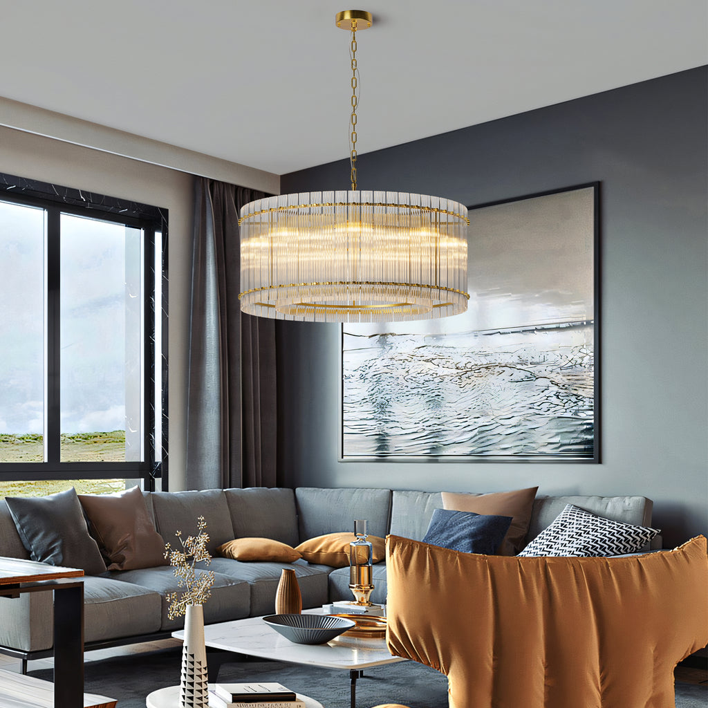 37" Modern Gold Round Chandelier