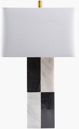 Adornia 27" Marble Table Lamp, Natural White, Natural Black