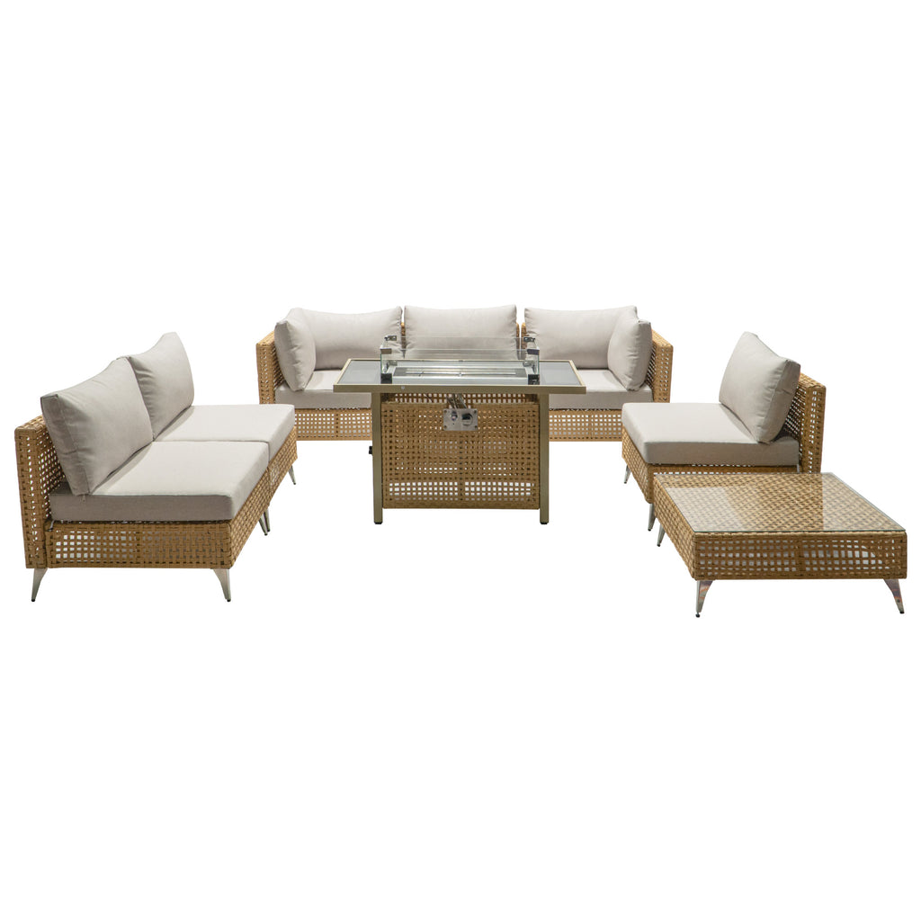 K&K patio 8-Piece Patio Furniture Set with 43" Fire Pit