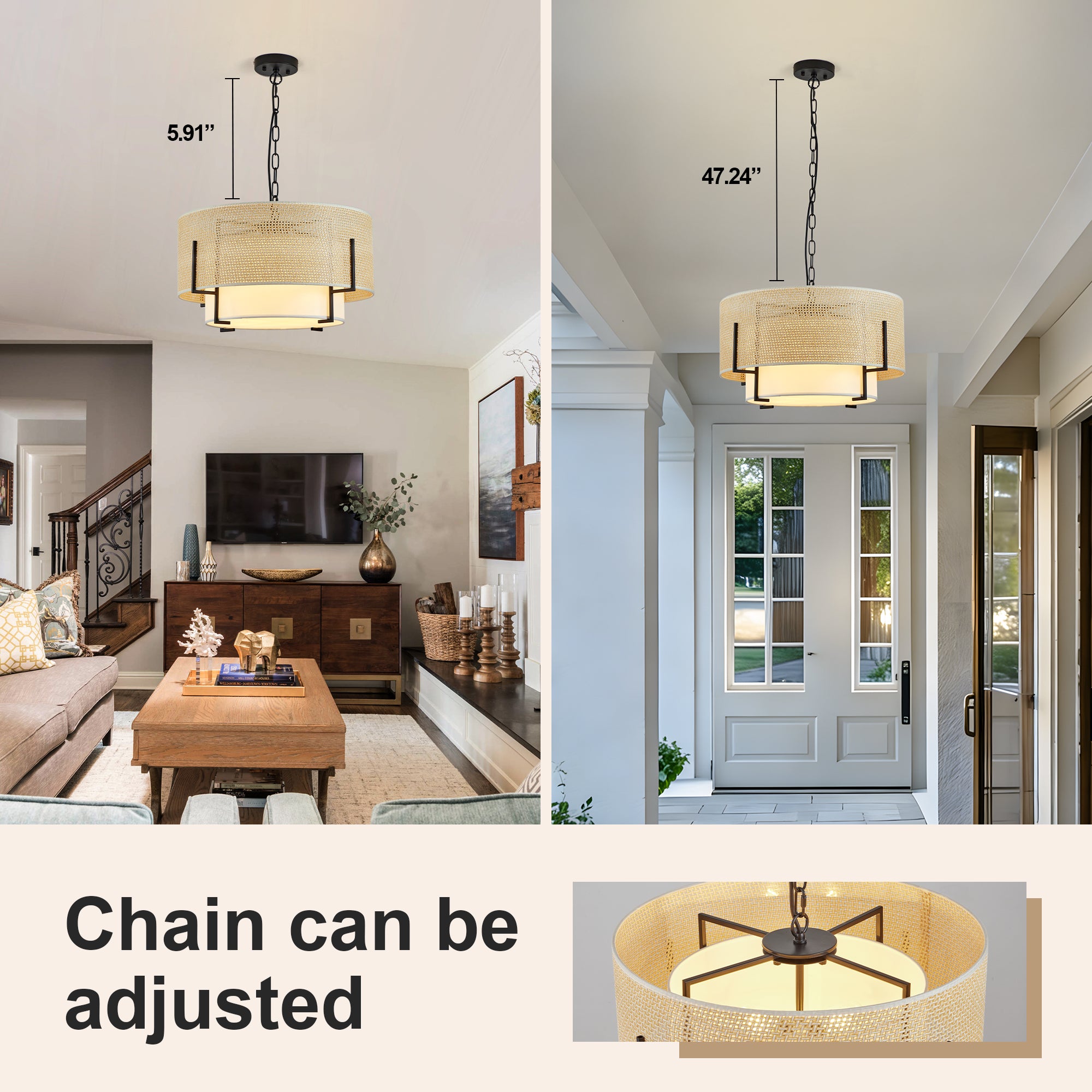 19.7'' Farmhouse Boho Chandelier