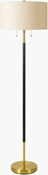 Aberdeen 62" Iron Floor Lamp, Polished Gold, Painted Black