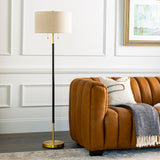 Aberdeen 62" Iron Floor Lamp, Polished Gold, Painted Black